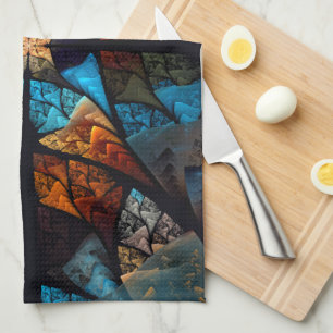Quilted Star Abstract in Blues Tea Towel