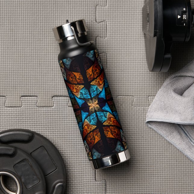 Quilted Star Abstract in Blues Water Bottle (Gym)