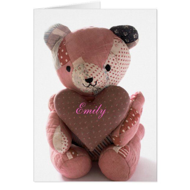 quilted teddy bear with calico heart Emily (Front)