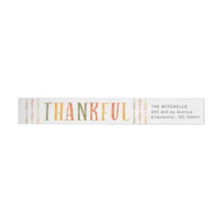 Quilted Thankful Wraparound Return Address Label