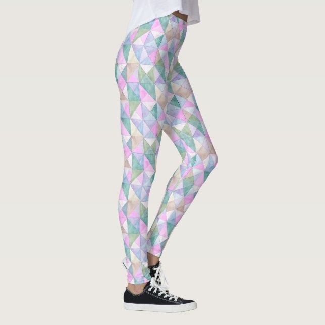 Quilted Triangles in Pink Mint and Sage Leggings (Right)