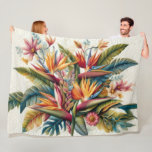Quilted Tropical Flowers Fleece Blanket<br><div class="desc">Quilted Tropical Flowers</div>
