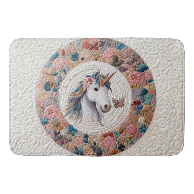 Quilted Unicorn Bath Mat (Front)