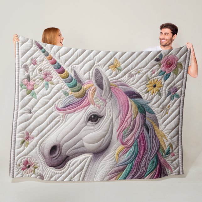 Quilted Unicorn Fleece Blanket (In Situ)