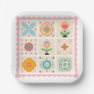 Quilted with Love Baby Shower Paper Plate