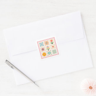 Quilted with Love Baby Shower Square Sticker