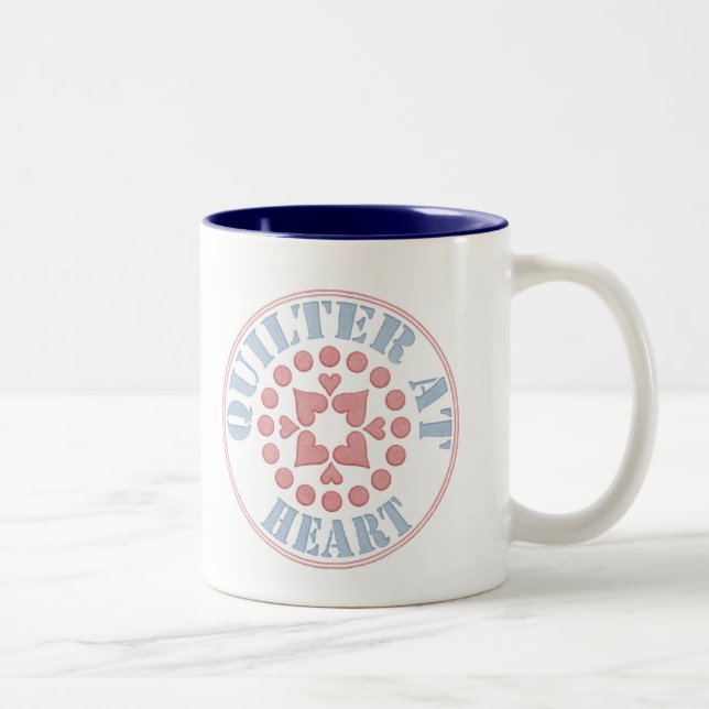 Quilter At Heart, Circular Block Two-Tone Coffee Mug (Right)