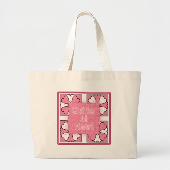 Quilter At Heart Large Tote Bag (Front)
