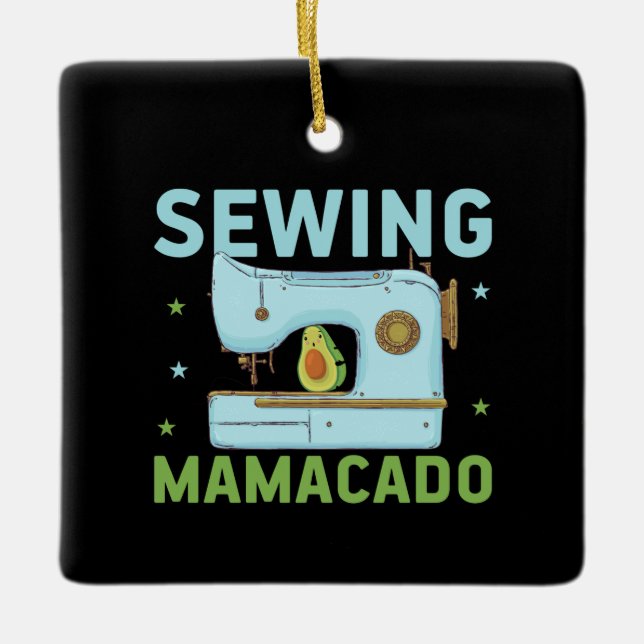 Quilter Gift | Sewing Mamacado Ceramic Ornament (Front)