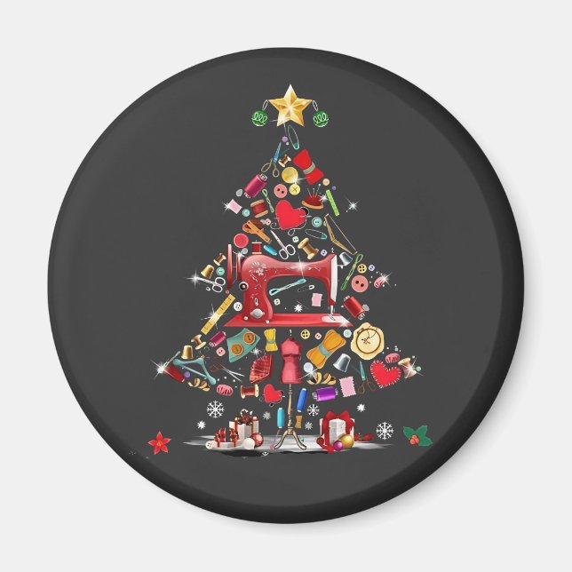 Quilter Merry Christmas Tree Quilt Block Quilting  Magnet (Front)