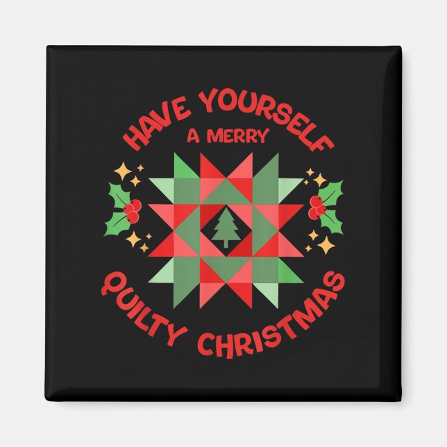 Quilter Merry Quilty Christmas Tree Quilt Block Qu Magnet (Front)