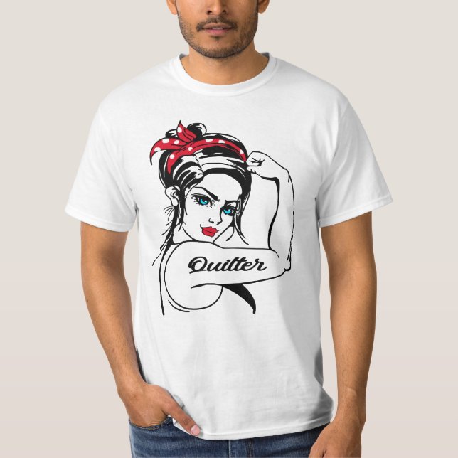 Quilter Rosie The Riveter Pin Up T-Shirt (Front)