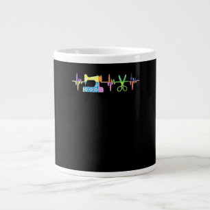 Quilter Sewing Heartbeat - Quilting Lover Large Coffee Mug