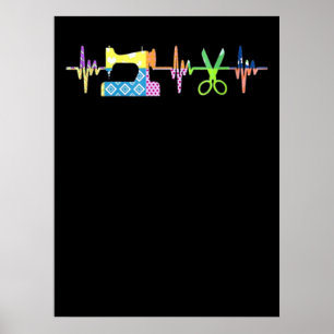 Quilter Sewing Heartbeat - Quilting Lover Poster