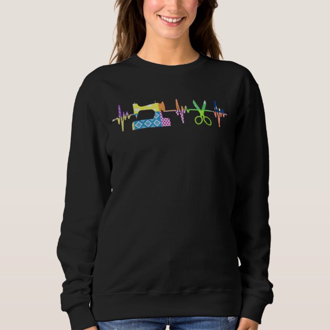 Quilter Sewing Heartbeat - Quilting Lover Sweatshirt (Front)