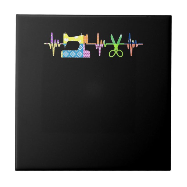 Quilter Sewing Heartbeat - Quilting Lover Tile (Front)
