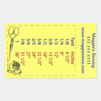 Quilters and Sewers Yard Measurements Sticker