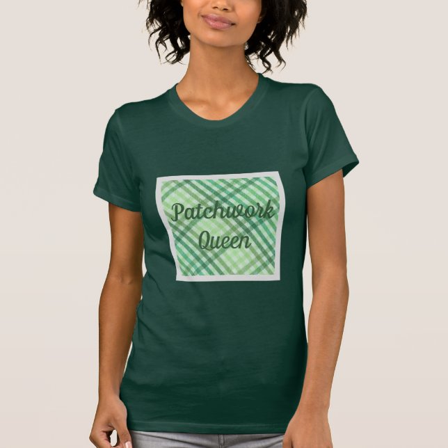 Quilter's Cute Tee, Green Quilt Patchwork, T-Shirt (Front)