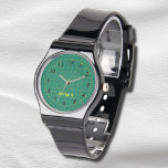 Quilter's Green Cutting Mat eWatch Watch<br><div class="desc">Here's a gift for a quilter,  crafter or seamstress made totally unique for her by you. It's face design is a miniature replica of the classic green cutting mat grid with black and yellow accents and room to personalise it with her name.</div>