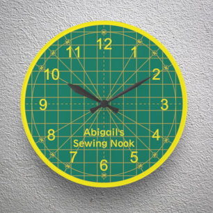 Quilter's Green Cutting Mat Round Clock