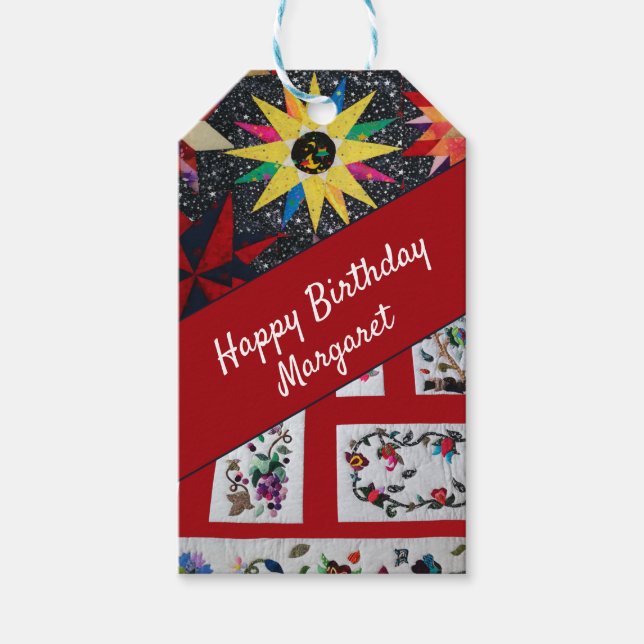 Quilters Happy Birthday  Gift Tags (Front)