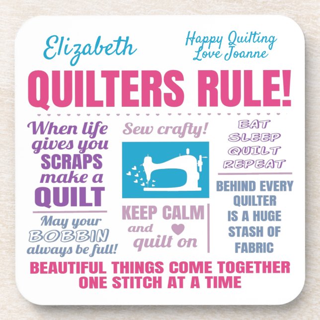 Quilters Quilting Quotes Coaster (Front)