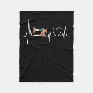 Quilting And Sewing Is My Loves Heartbeat Gifts Fleece Blanket