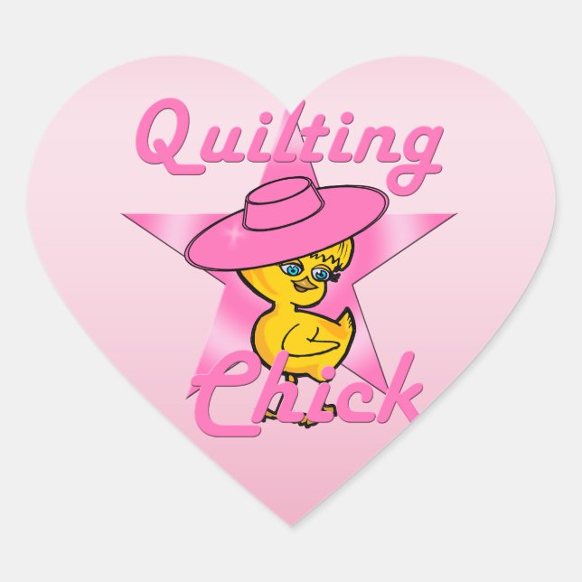 Quilting Chick #8 Heart Sticker (Front)