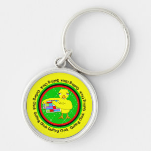 Quilting Chick Circle Key Ring