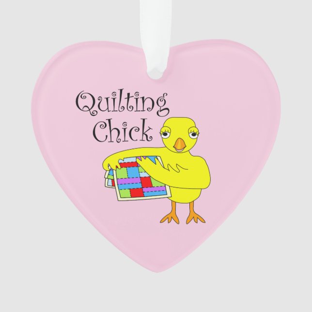 Quilting Chick Text Ornament (Front)