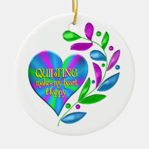 Quilting Happy Heart Ceramic Tree Decoration