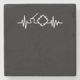 Quilting Heartbeat Gifts Funny Quilting Lovers Stone Coaster