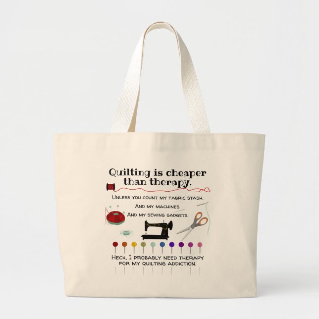 Quilting Humour Large Tote Bag (Front)