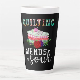 Quilting Mends Soul Quilter Gift   Quilting Lovers Latte Mug