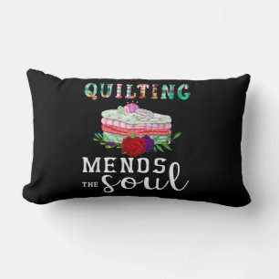 Quilting Mends Soul Quilter Gift   Quilting Lovers Lumbar Cushion