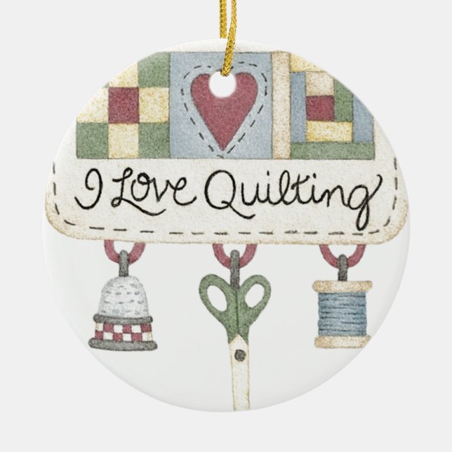Quilting merchandise ceramic tree decoration (Front)