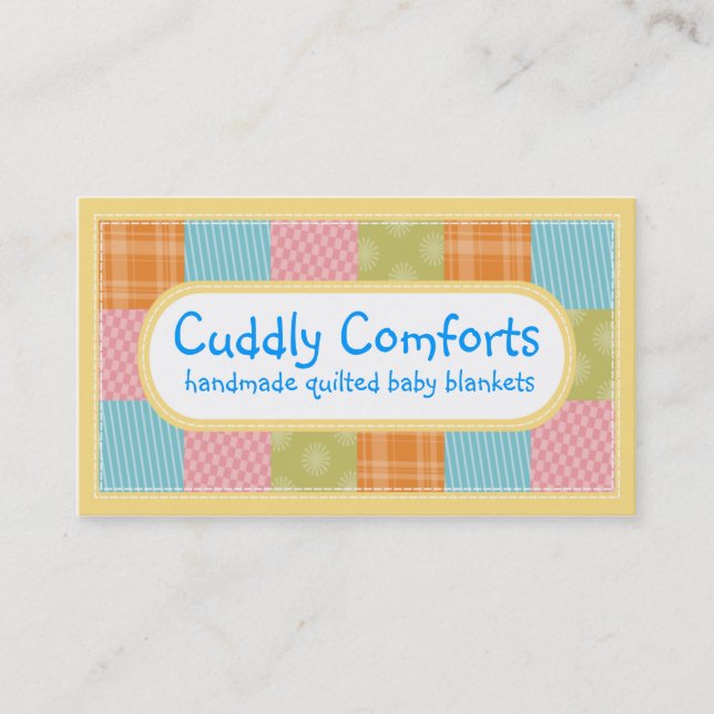 Quilting quilters fabric swatches crafts biz cards (Front)