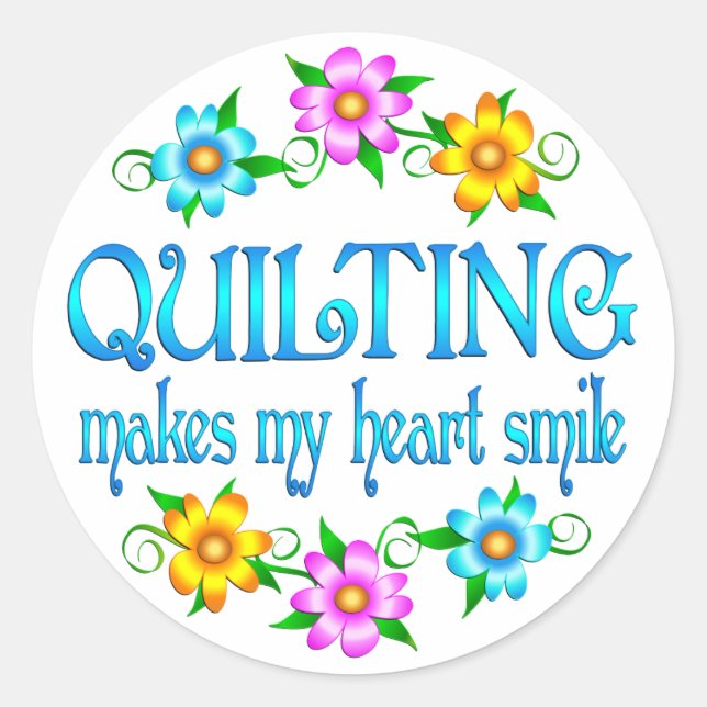 Quilting Smiles Classic Round Sticker (Front)