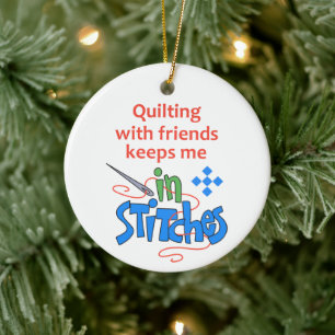 Quilting With Friends Ceramic Tree Decoration