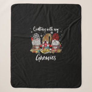 Quilting With My Gnomies Christmas Gnomes Holiday Sherpa Blanket