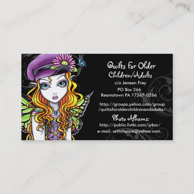 Quilts For Older Children/Adults Custom Order Business Card (Front)