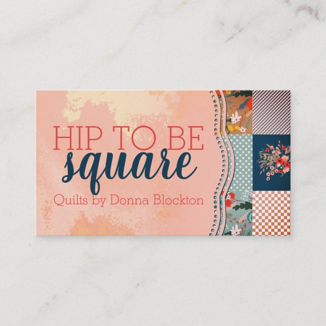 Quilts quilting quilter fabric block seamstress business card (Front)