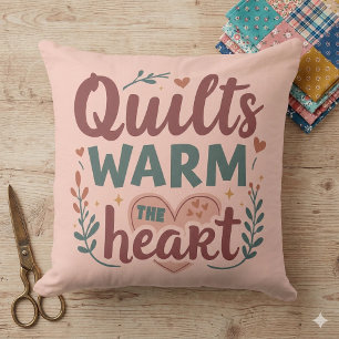 "Quilts Warm The Heart" Cosy Quilting Cottagecore Cushion