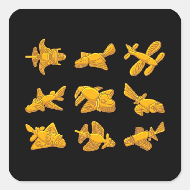 QUIMBAYA AIRPLANE Ancient Alien Theorist Quimbaya Square Sticker (Front)