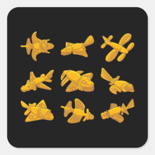 QUIMBAYA AIRPLANE Ancient Alien Theorist Quimbaya Square Sticker