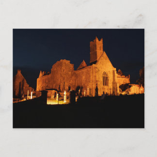 Quin Abbey at night Postcard