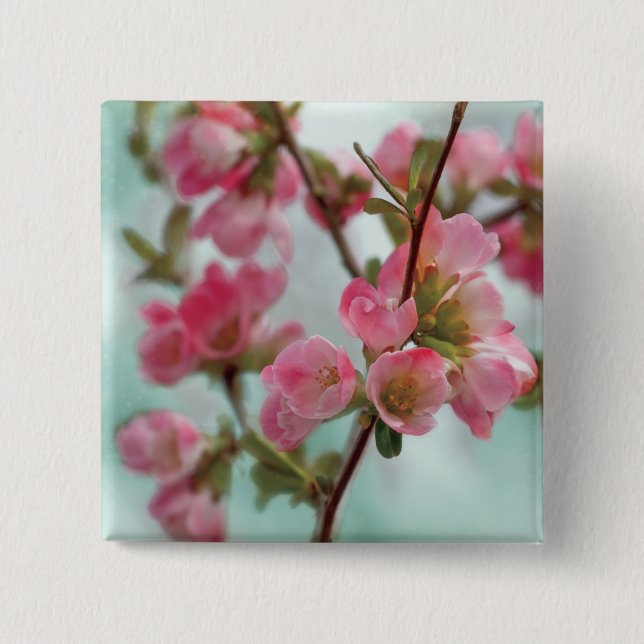 Quince Blossoms 15 Cm Square Badge (Front)