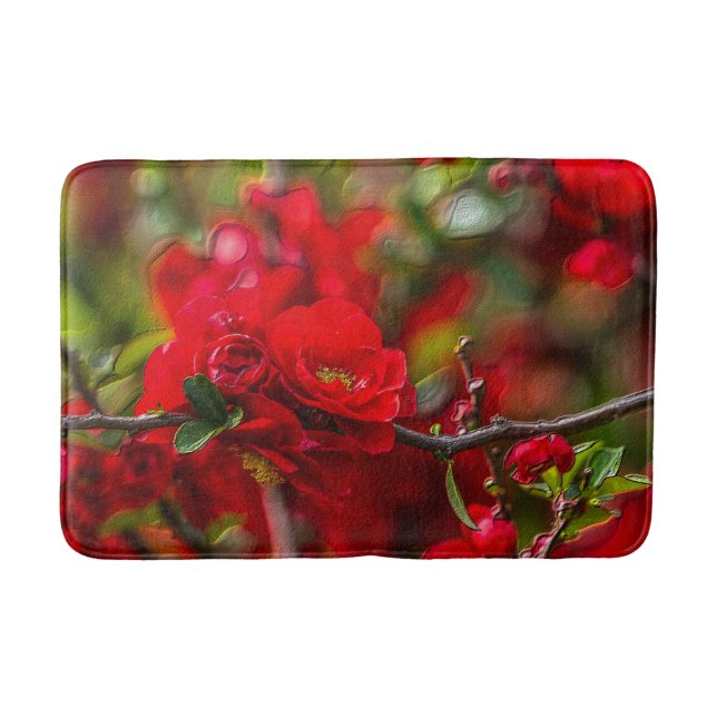 Quince Branch Painterly Bath Mat (Front)