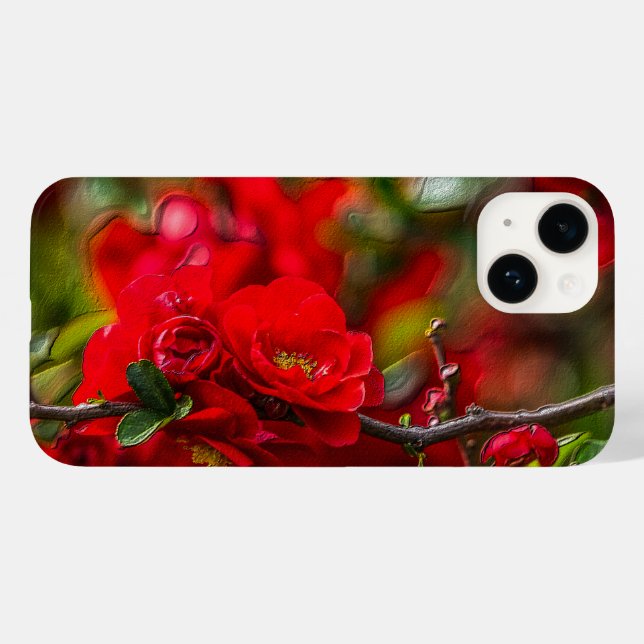 Quince Branch Painterly iPhone Case (Back (Horizontal))