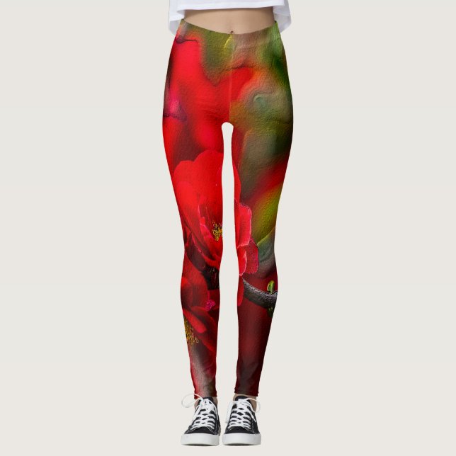 Quince Branch Painterly Leggings (Front)
